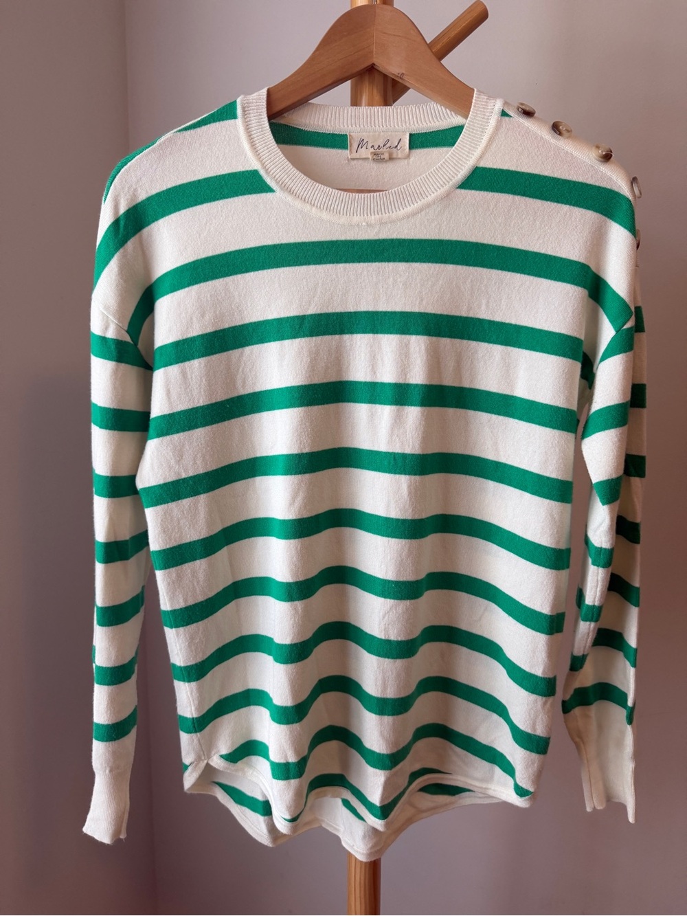 Marled Reunited Green Striped Sweater Size XS Long Sleeved Top